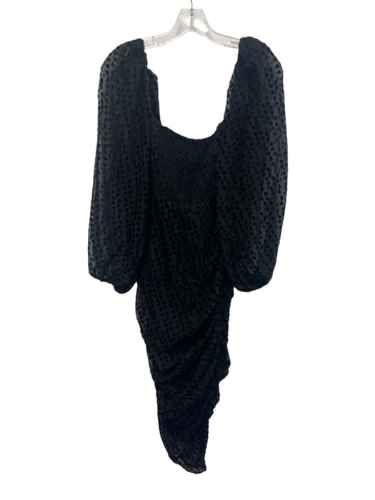 ASTR Size S Black Viscose Blend Flocked Velvet Dotted Ruched Mini Dress Black / S