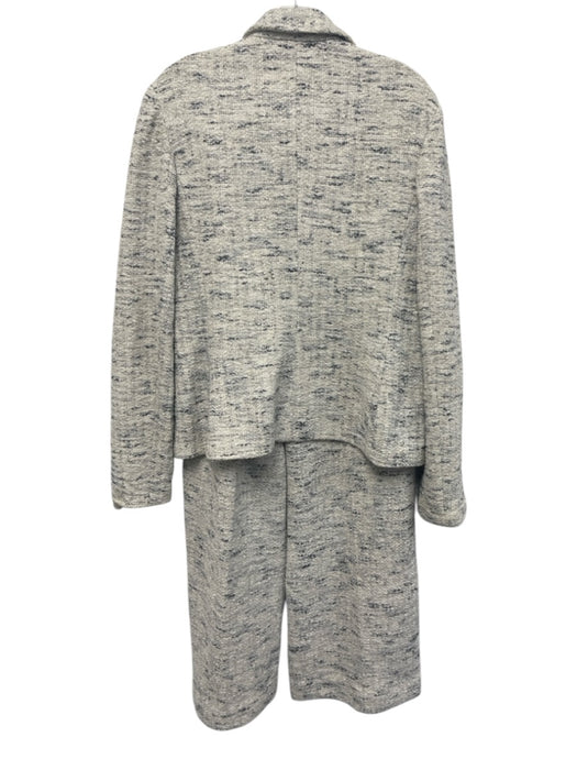 St John Size 12 Cream & Gray Cotton Blend Tweed Ornate buttons Blazer Jacket Cream & Gray / 12