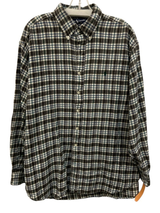 Ralph Lauren Size XL White & Brown Cotton Plaid Flannel Men's Long Sleeve Shirt White & Brown / XL