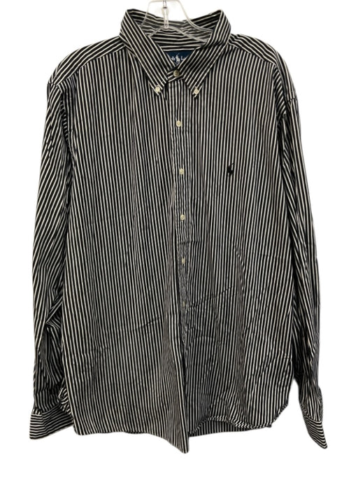 Ralph Lauren Size XXL Black & White Cotton Striped Button Up Long Sleeve Shirt Black & White / XXL