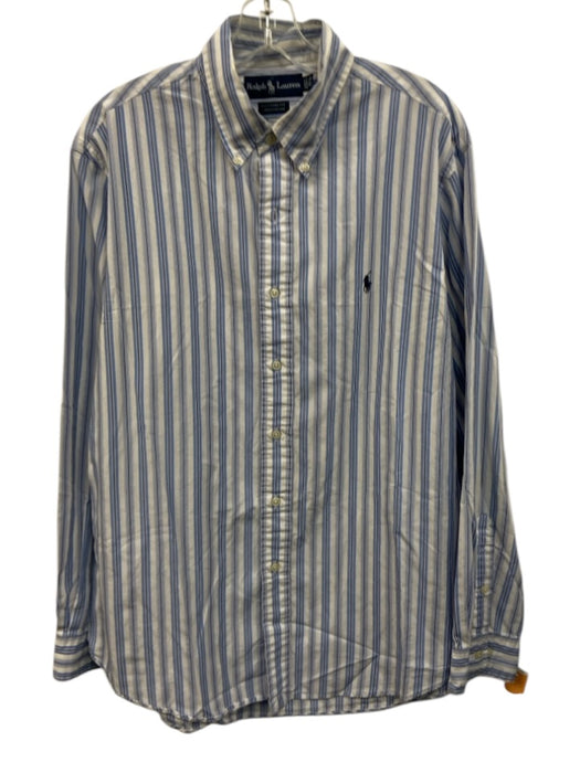 Ralph Lauren Size 16.5 Blue & White Cotton Striped Button Up Long Sleeve Shirt Blue & White / 16.5