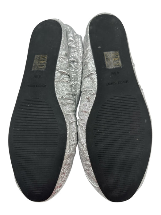 Rebecca Minkoff Shoe Size 6.5 Silver Polyester Blend Round Toe Gathered Flats Silver / 6.5