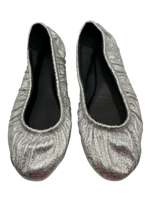 Rebecca Minkoff Shoe Size 6.5 Silver Polyester Blend Round Toe Gathered Flats Silver / 6.5