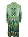 By Anthropologie Size XXS Green & Blue Cotton & Silk Flora & Fauna Dress Green & Blue / XXS