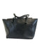 Tory Burch Black Leather Zip Top Two Handles Side Pocket Tote Bag Black