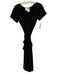 Max Mara Size s / 4 Black Triacetate Blend Short Sleeve Wrap Tie Waist Dress Black / s / 4