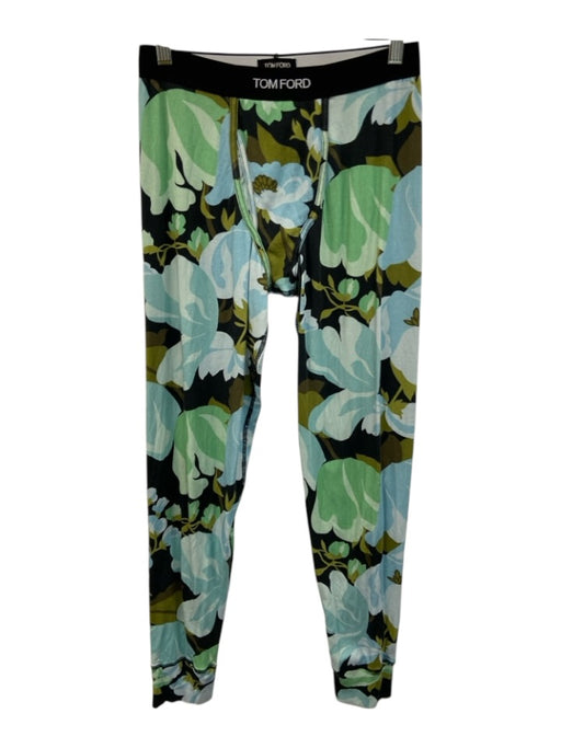 Tom Ford Size S Black, Blue & Green Cotton Blend Floral Elastic Waist Pants Black, Blue & Green / S