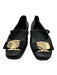 Salvatore Ferragamo Shoe Size 4.5 Black & Gold Leather Grosgrain Bow Strap Flats Black & Gold / 4.5