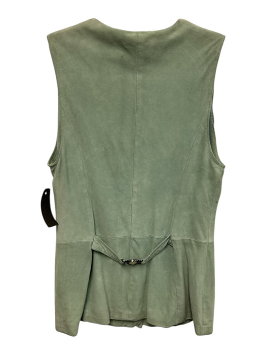 GV Versatile Size Est M Mint Green Suede leather Clear Buttons Sleeveless Vest Mint Green / Est M
