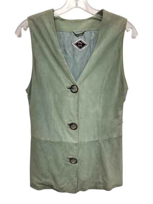 GV Versatile Size Est M Mint Green Suede leather Clear Buttons Sleeveless Vest Mint Green / Est M
