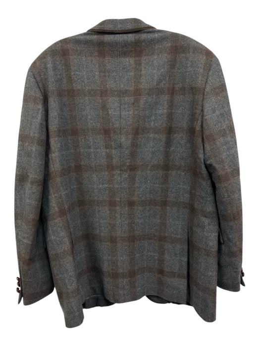 Bergdorf Goodman Brown & Multi Wool Plaid 2 Button Men's Blazer Brown & Multi / 42R