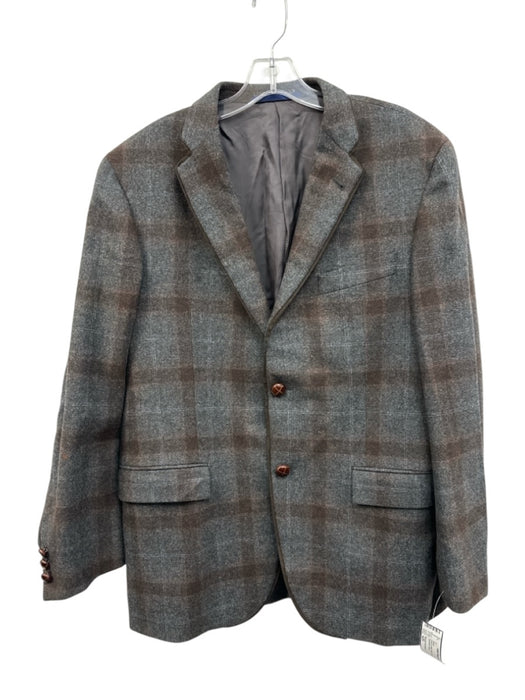 Bergdorf Goodman Brown & Multi Wool Plaid 2 Button Men's Blazer Brown & Multi / 42R