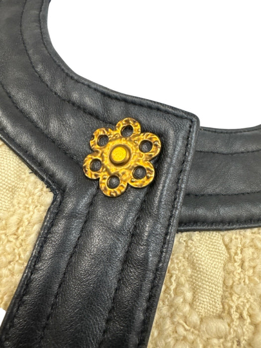 Tory Burch Size 4 Beige & Black Wool Blend Long Sleeve Button Front Jacket Beige & Black / 4