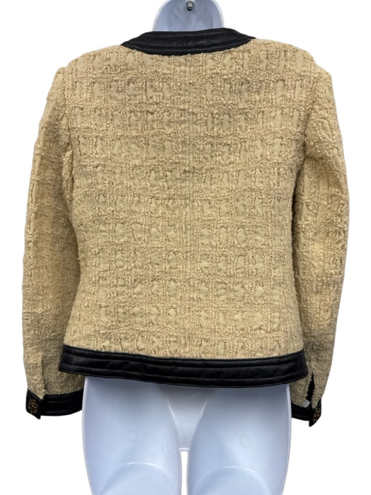 Tory Burch Size 4 Beige & Black Wool Blend Long Sleeve Button Front Jacket Beige & Black / 4