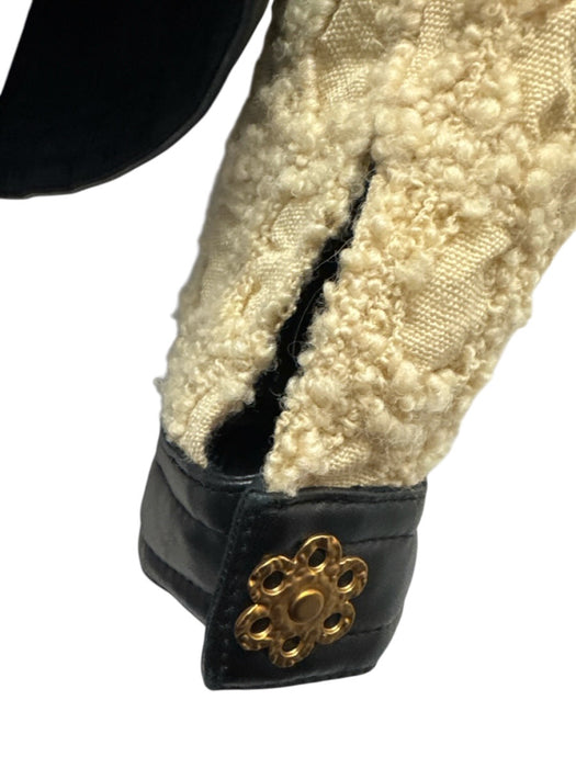 Tory Burch Size 4 Beige & Black Wool Blend Long Sleeve Button Front Jacket Beige & Black / 4