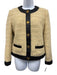 Tory Burch Size 4 Beige & Black Wool Blend Long Sleeve Button Front Jacket Beige & Black / 4