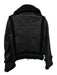 Intermix Size S Black Leather & Shearling Long Sleeve Zip Front Lined Jacket Black / S