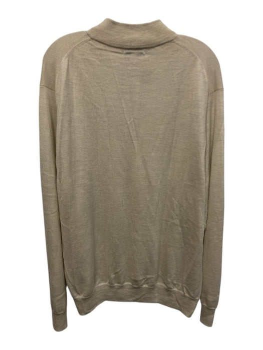 Peter Millar Size XL Off White Wool Blend Solid Quarter Zip Men's Sweater Off White / XL