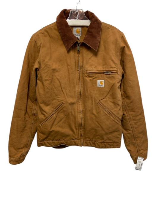 Carhartt Size S Dark Tan Cotton Solid Zip Up Men's Jacket Dark Tan / S