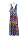 David Meister Size 6 Lilac & Multi Polyester Floral Abstract Sleeveless Gown Lilac & Multi / 6