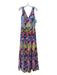 David Meister Size 6 Lilac & Multi Polyester Floral Abstract Sleeveless Gown Lilac & Multi / 6