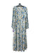 Sugar + Lips Size M White, Blue, Green Polyester Floral Long Sheer Sleeve Dress White, Blue, Green / M