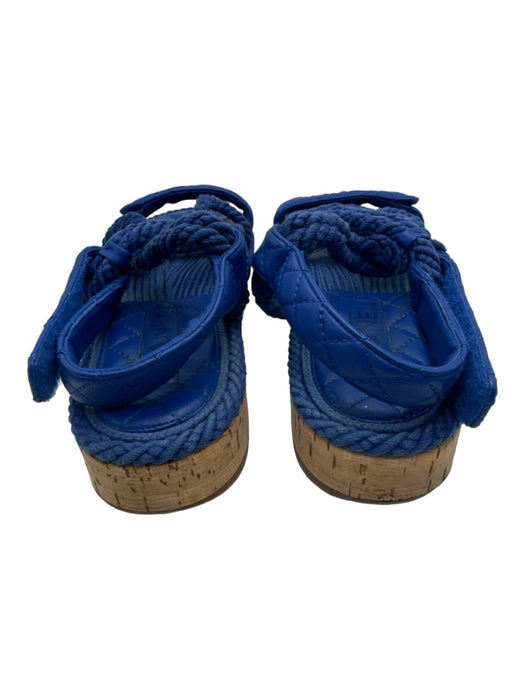 Chanel Shoe Size 39 Blue Leather Rope Cork Velcro Sandals Blue / 39