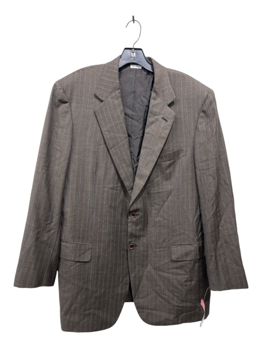 Brioni Gray & Blue Wool Striped 2 Button Men's Blazer 44