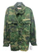 Free People Size M Green & Multi Cotton Camo Zip Up Collar Pockets Jacket Green & Multi / M