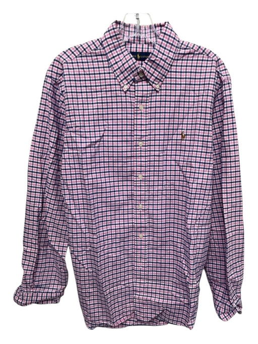 Polo Ralph Lauren Size L Pink, White, & Blue Cotton Plaid Long Sleeve Shirt Pink, White, & Blue / L