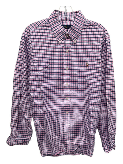 Polo Ralph Lauren Size L Pink, White, & Blue Cotton Plaid Long Sleeve Shirt Pink, White, & Blue / L