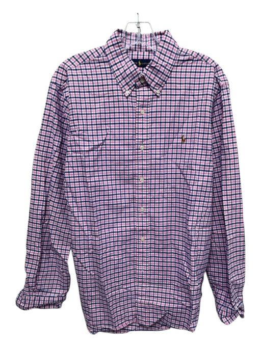 Polo Ralph Lauren Size L Pink, White, & Blue Cotton Plaid Long Sleeve Shirt Pink, White, & Blue / L