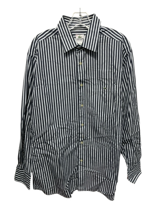 Lacoste Size 44 Gray, White, Blue Cotton Striped Button Down Long Sleeve Shirt Gray, White, Blue / 44
