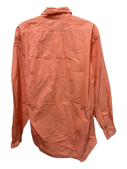 Polo Ralph Lauren Size 15.5 Orange & White Cotton Gingham Long Sleeve Shirt Orange & White / 15.5