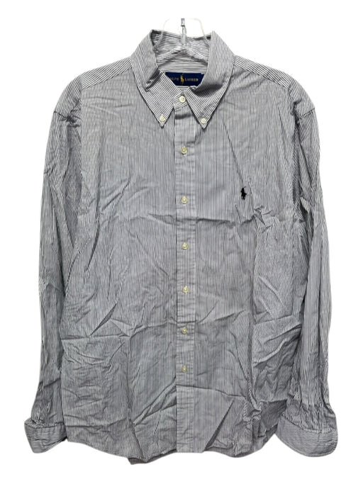 Polo Ralph Lauren Size L Black & White Cotton Striped Men's Long Sleeve Shirt Black & White / L