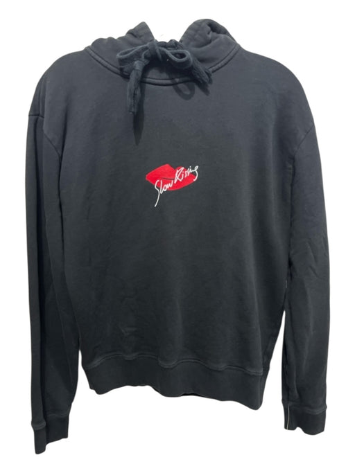 Saint Laurent Size L Black Cotton Blend Lips Hoodie Men's Jacket Black / L