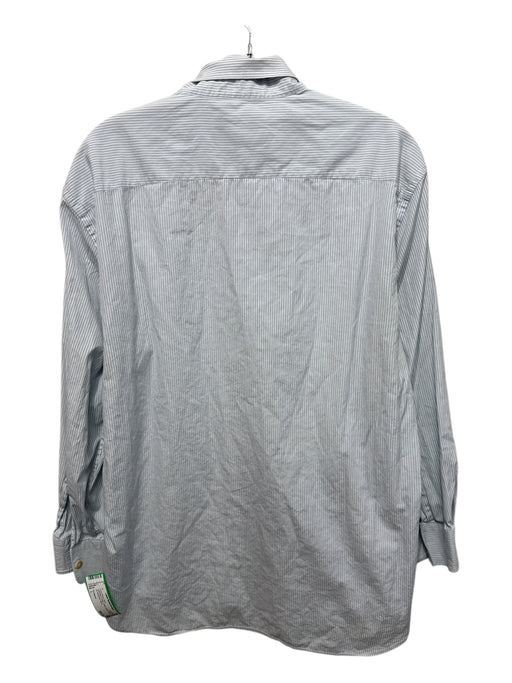 Ferragamo Size L Light Blue & White Cotton Striped Button up Long Sleeve Shirt Light Blue & White / L
