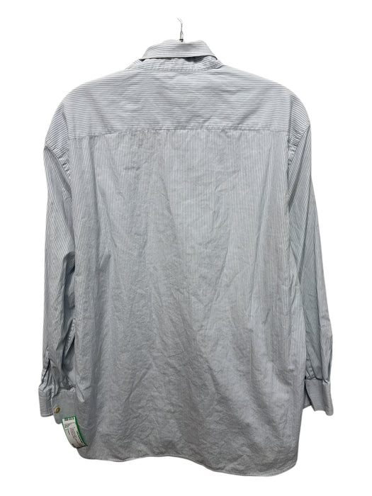 Ferragamo Size L Light Blue & White Cotton Striped Button up Long Sleeve Shirt Light Blue & White / L