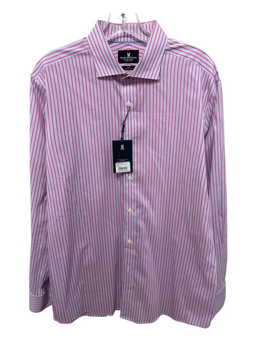 Psycho Bunny NWT Size 16.5 Blue & Purple Cotton Blend Striped Long Sleeve Shirt Blue & Purple / 16.5