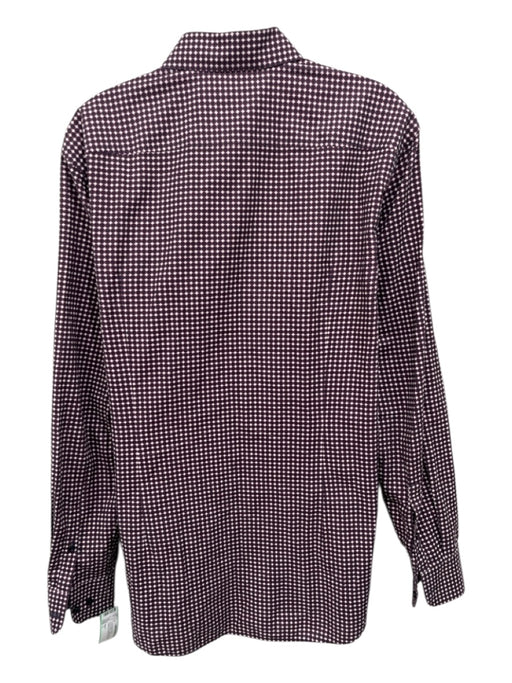 Boss Size L Red & Navy Cotton Blend Abstract Button up Men's Long Sleeve Shirt Red & Navy / L