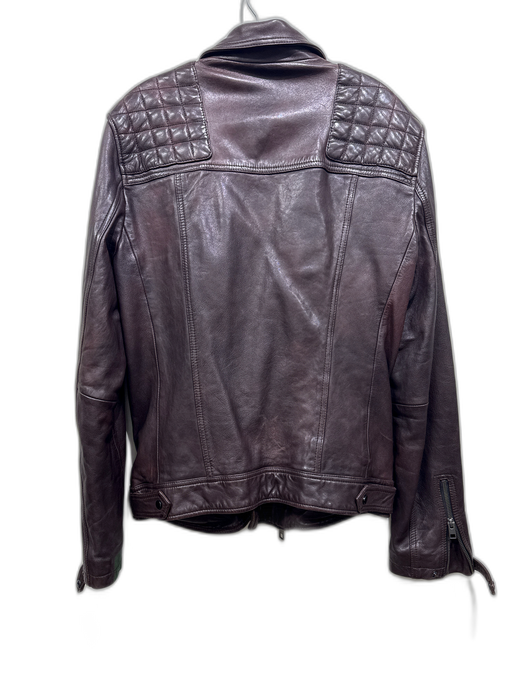 ALLSAINTS Size M Dark Brown Leather Quilted Moto Men's Jacket Dark Brown / M