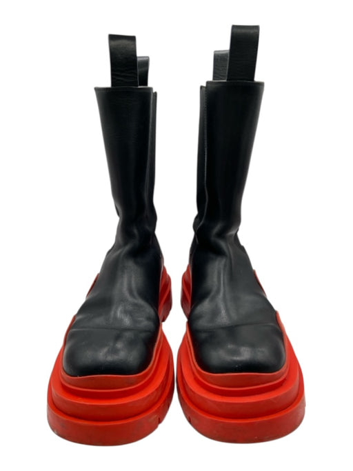 Bottega Veneta Shoe Size 39 Black & Red Leather Rubber Sole Color Block Booties Black & Red / 39
