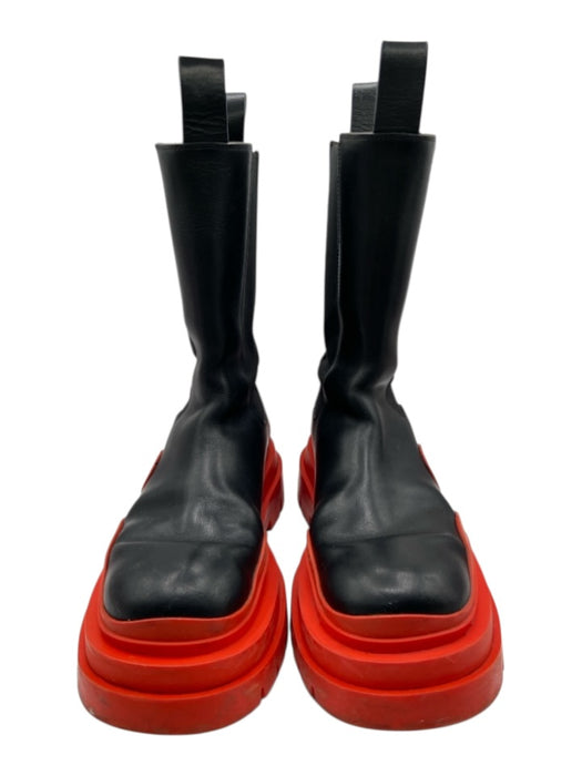 Bottega Veneta Shoe Size 39 Black & Red Leather Rubber Sole Color Block Booties Black & Red / 39