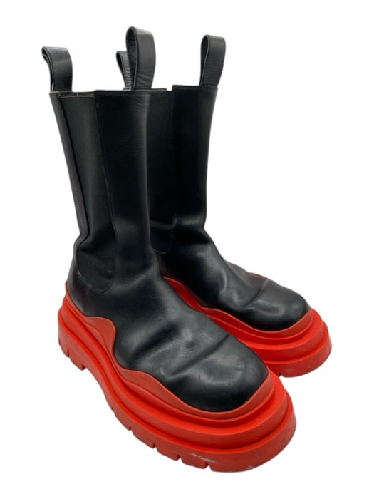Bottega Veneta Shoe Size 39 Black & Red Leather Rubber Sole Color Block Booties Black & Red / 39