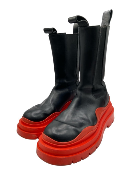 Bottega Veneta Shoe Size 39 Black & Red Leather Rubber Sole Color Block Booties Black & Red / 39