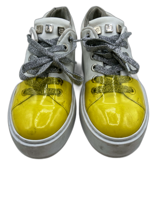4US Cesare Paciotti Shoe Size 37 White, Silver, Yellow Leather PVC Sneakers White, Silver, Yellow / 37