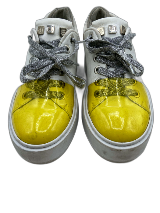 4US Cesare Paciotti Shoe Size 37 White, Silver, Yellow Leather PVC Sneakers White, Silver, Yellow / 37