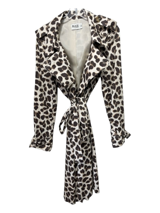 Alice by Temperley Size 6 Beige & Brown Cotton Animal Print Trench Sash Coat Beige & Brown / 6