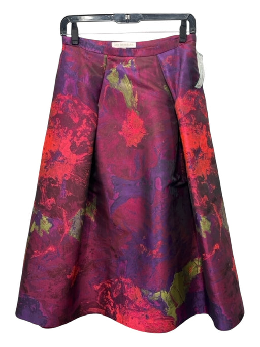 Ann Mashburn Size S Pink & Purple Polyester Jacquard Pleated Knee Length Skirt Pink & Purple / S