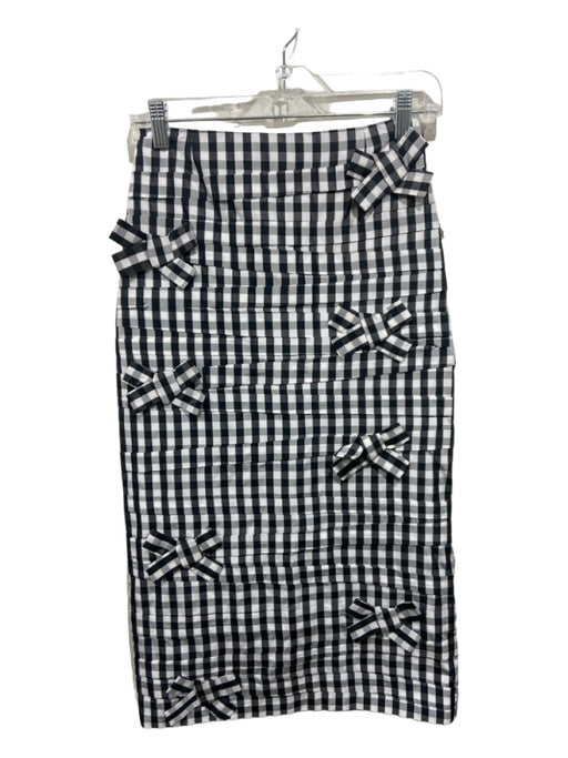Bernadette Size 36/XS Black & White Polyester Gingham Bows Pleated Midi Skirt Black & White / 36/XS